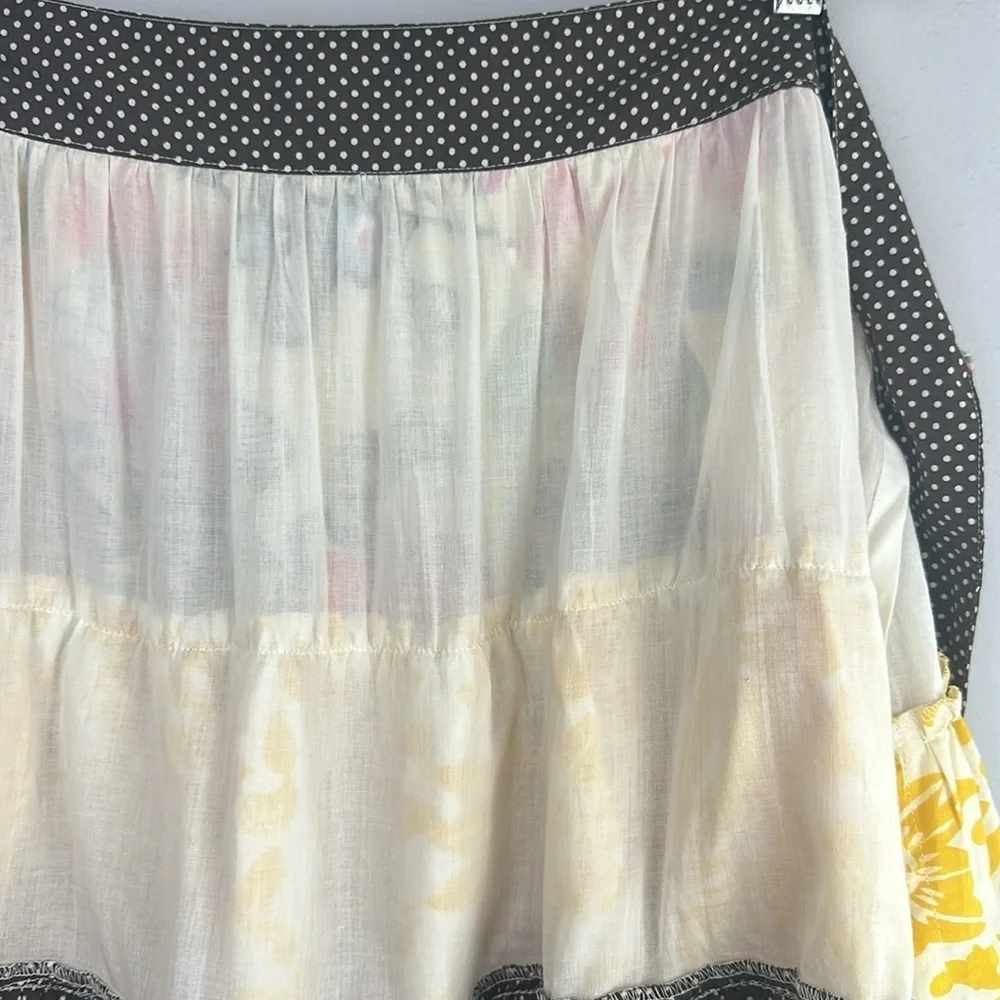 NWOT Vintage Pier 1 Bohemian Ruffle Tiered Apron Colorful Art to Wear OS Tie Bow